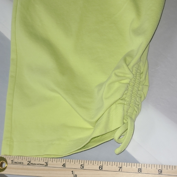 Lime Green Capris Cinched Leg Ties Chico's Size 3 / 16 Soft Stretchy Crop Pant - Picture 12 of 13